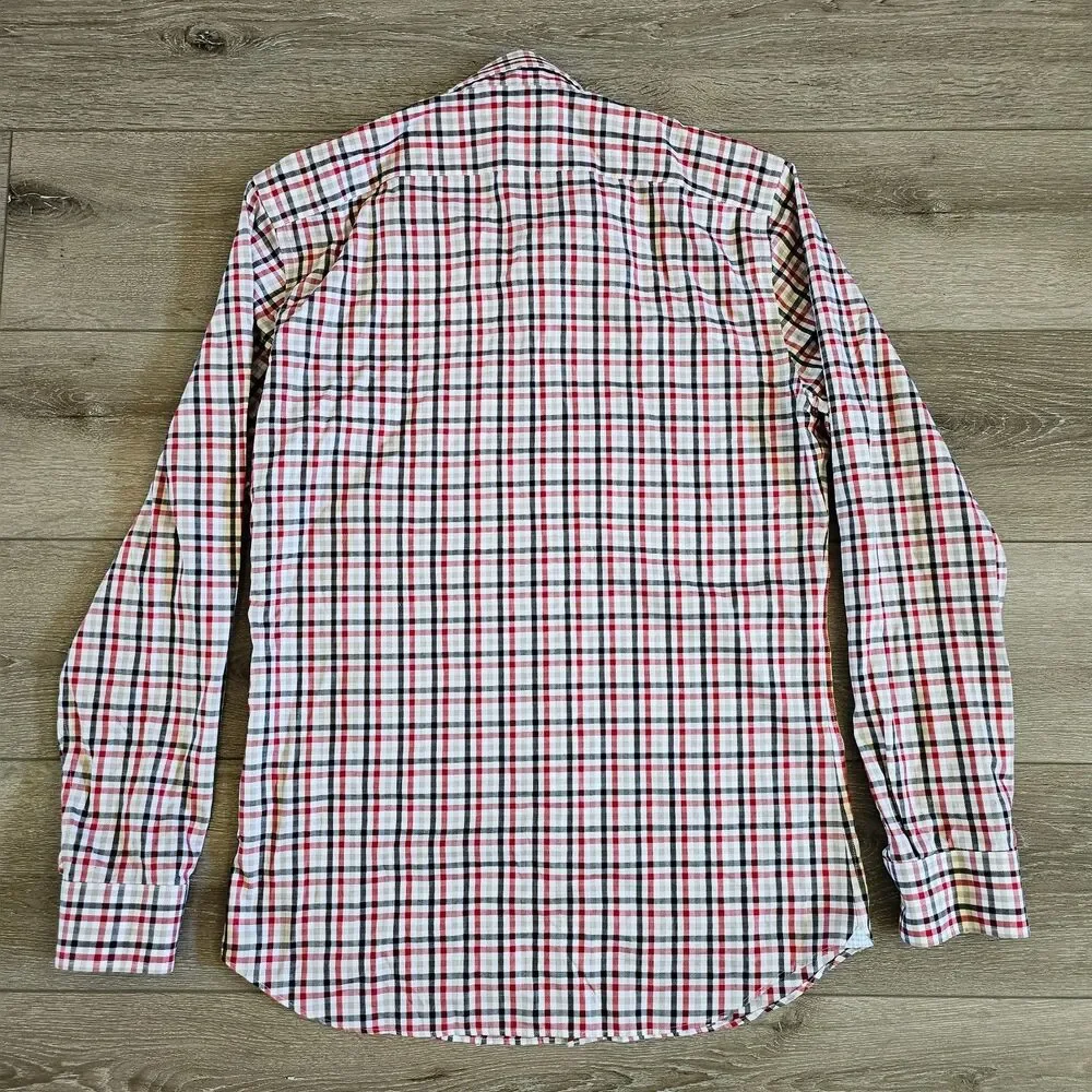 Mens Banana Republic Grant Fit Non-Iron Cotton Medium Plaid Lot of 2 Dress Shirt